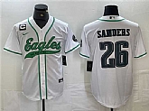 Men's Philadelphia Eagles #26 Saquon Barkley White With 3-star C Patch Cool Base Baseball Stitched Jersey,baseball caps,new era cap wholesale,wholesale hats